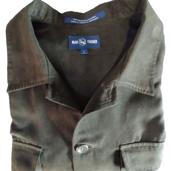 Alan Flusser Wool Black Long Sleeve Mens Large Button Shirt - Picture 5 of 5